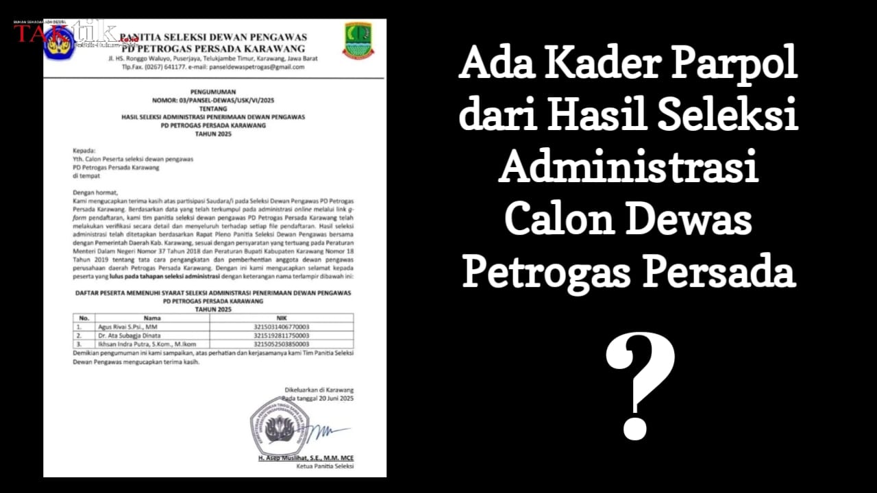 Ada Politisi dari Parpol Pengusung Petahana di Pilkada 2024 yang Lolos Seleksi Calon Dewas Petrogas? Bolehkah?