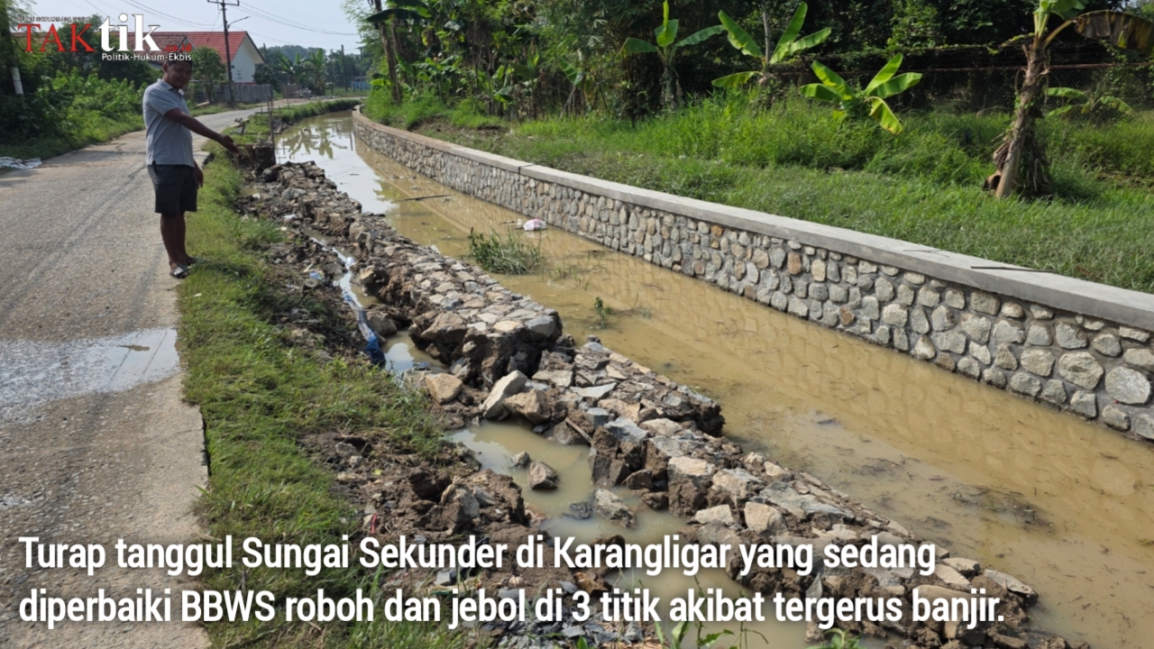 Dari 5 Desa di Telukjambe Barat, Karangligar Masih Terendam. Baru Diperbaiki, Turap Tanggul Sekunder Roboh dan Jebol!